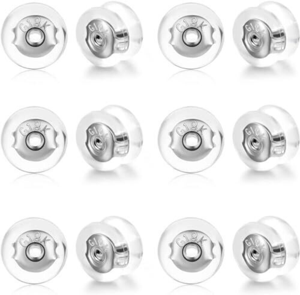 1229 Silicone Earring Backs,18K Gold Locking Secure Earring Backs